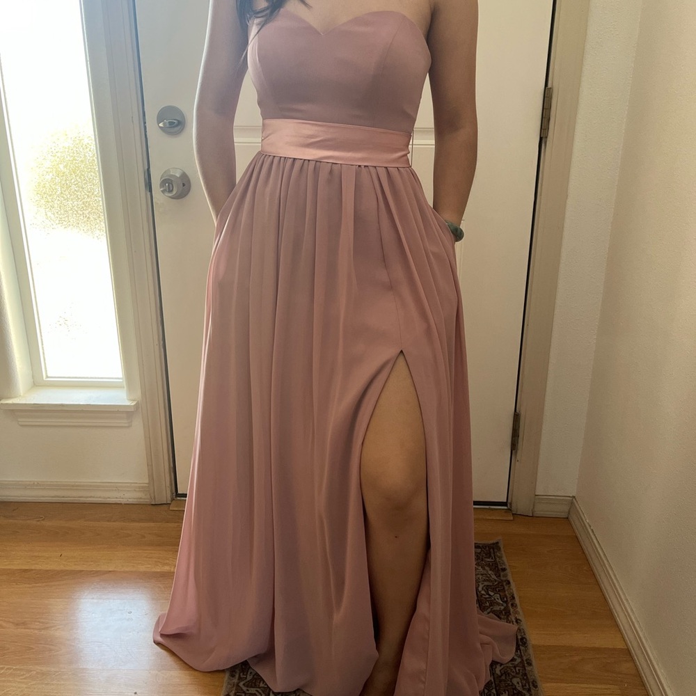 Azazie Strapless Bridesmaids Dress in Dusty Rose